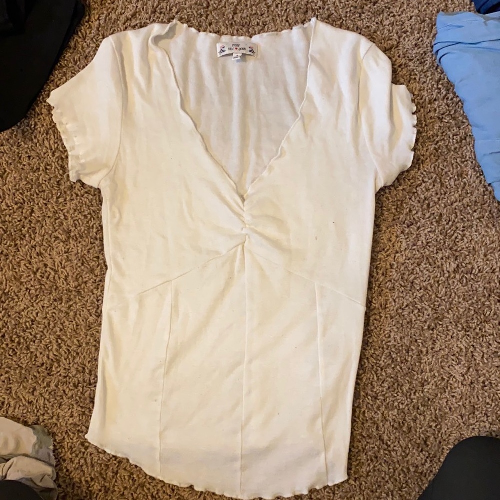 White blouse with frill detailing